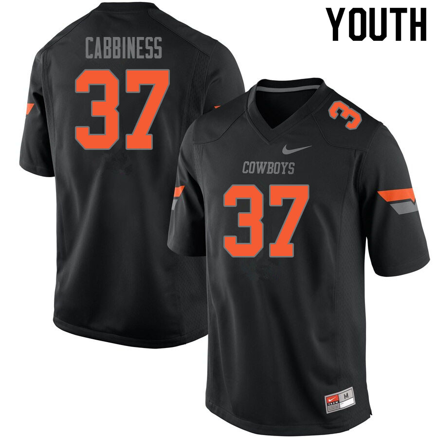 Youth #37 Cale Cabbiness Oklahoma State Cowboys College Football Jerseys Sale-Black